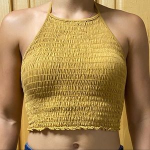 Yellow Halter Crop Top
